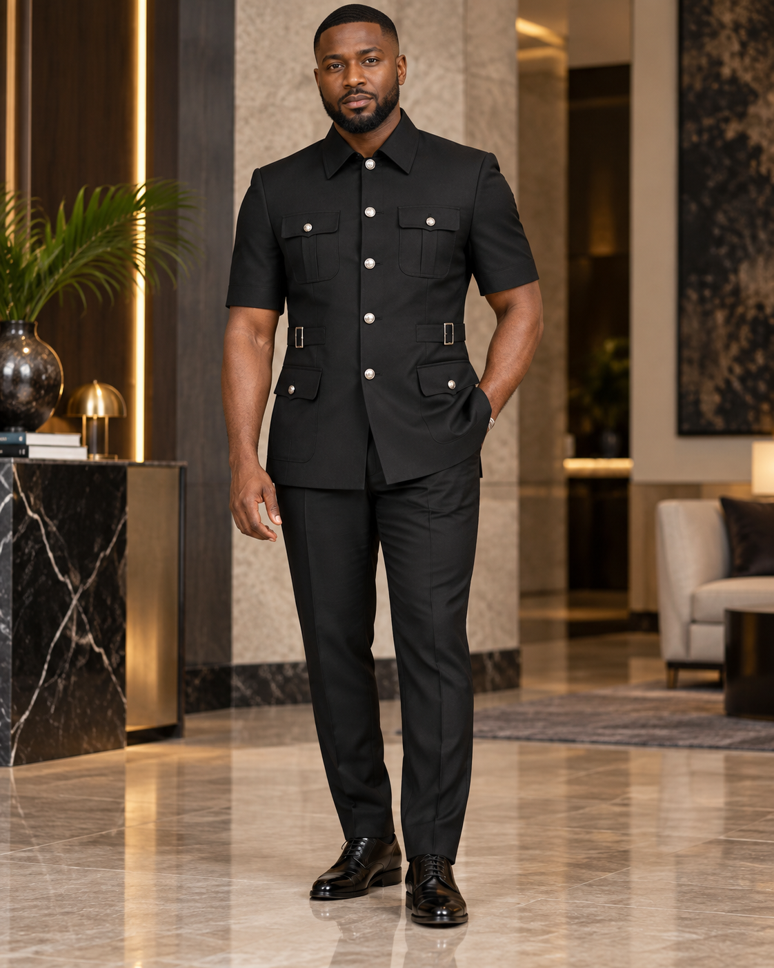 Executive Short Sleeves Safari Collection - Black