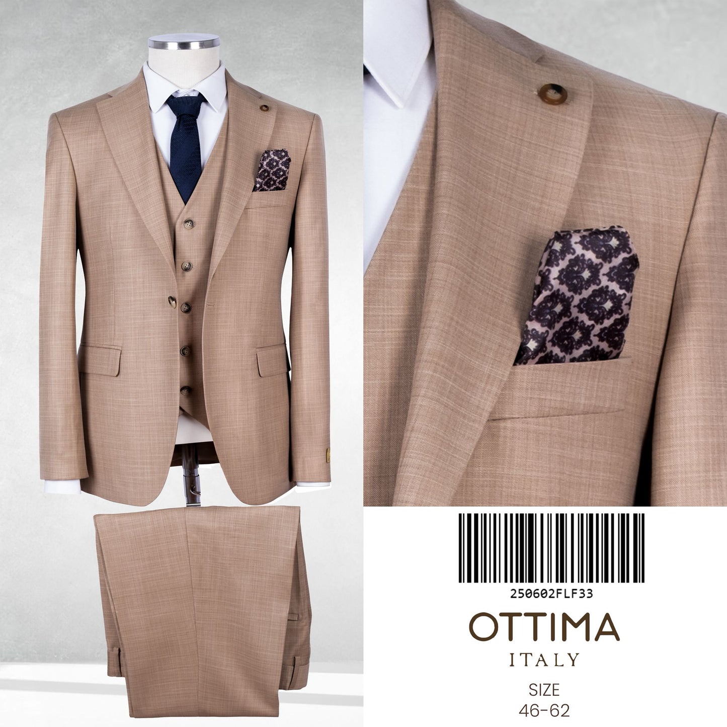 Classic Italian Three-Piece Suit with Timeless Elegance