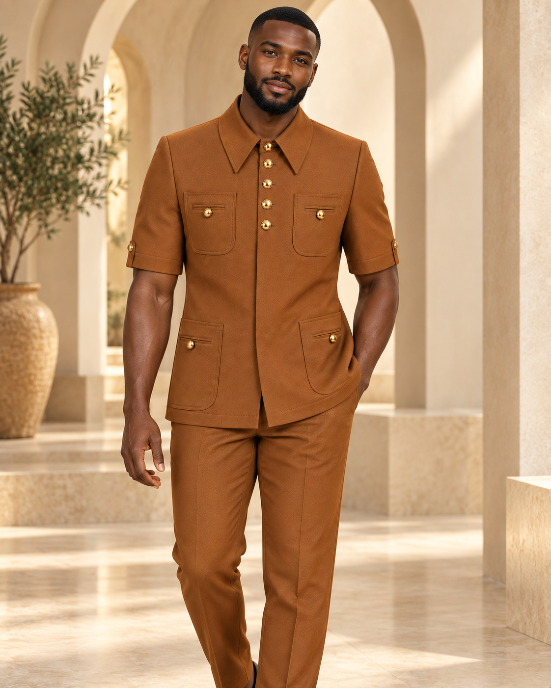 Carton Colour New Soveriegn Short Sleeves Safari Suit