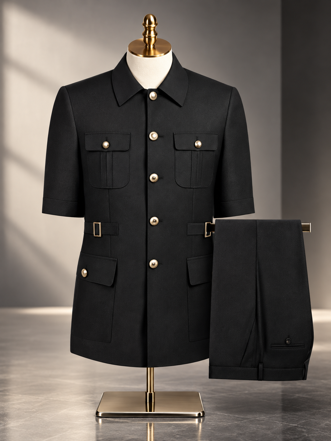 Executive Short Sleeves Safari Collection - Black