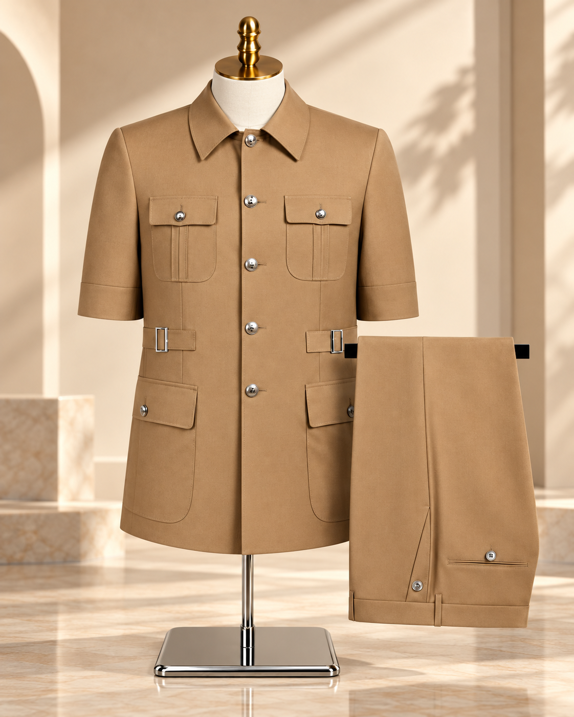 Executive Short Sleeves Safari Collection - Brown
