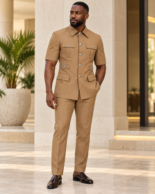 Executive Short Sleeves Safari Collection - Brown