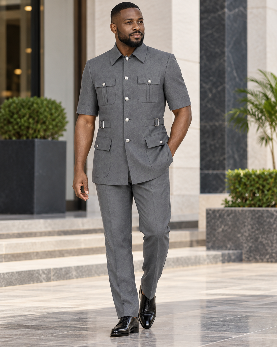 Executive Short Sleeves Safari Collection - Grey