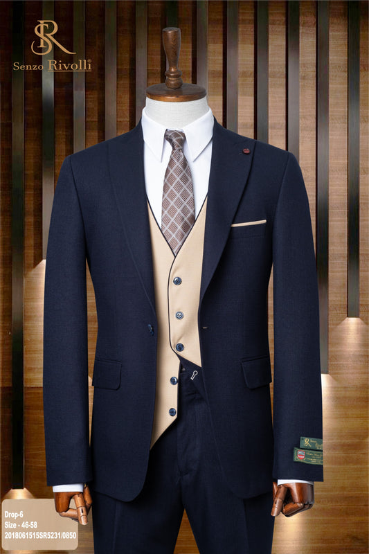Classic Plain Three-Piece Suit with Timeless Elegance