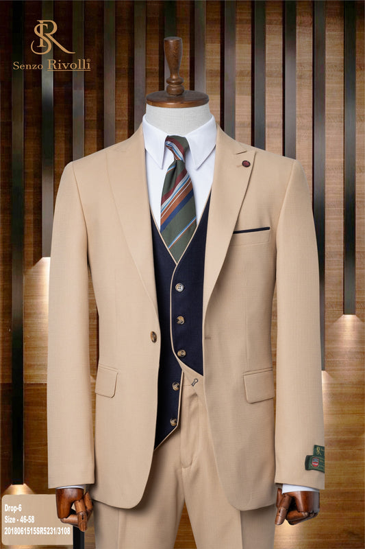 Classic Plain Three-Piece Suit with Timeless Elegance