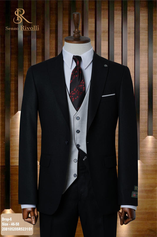 Classic Plain Three-Piece Suit with Timeless Elegance