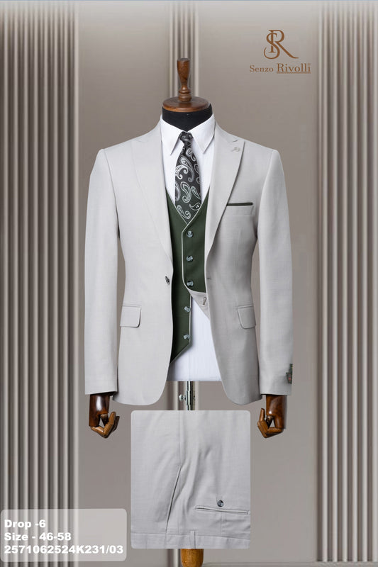 Classic Plain Three-Piece Suit with Timeless Elegance
