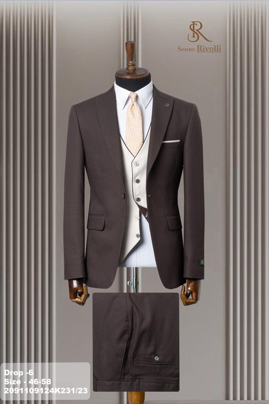Classic Plain Three-Piece Suit with Timeless Elegance