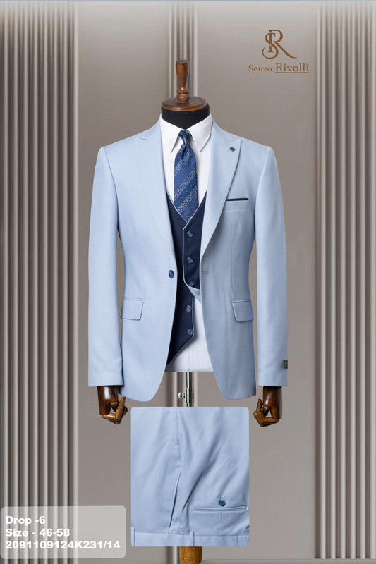 Classic Plain Three-Piece Suit with Timeless Elegance