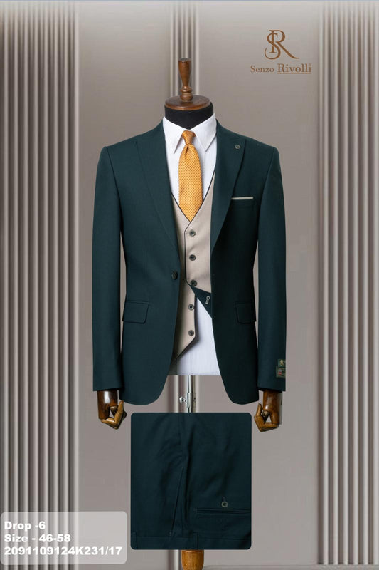 Classic Plain Three-Piece Suit with Timeless Elegance