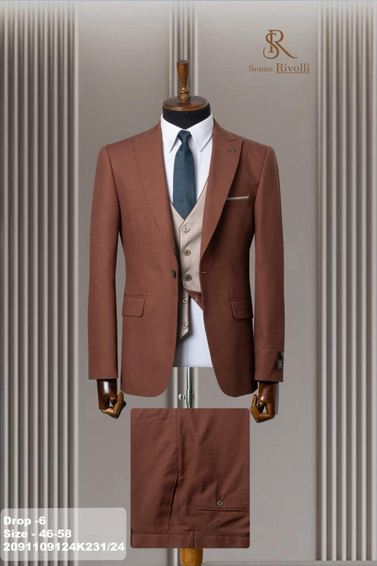Classic Plain Three-Piece Suit with Timeless Elegance