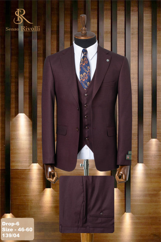 Classic Plain Three-Piece Suit with Timeless Elegance