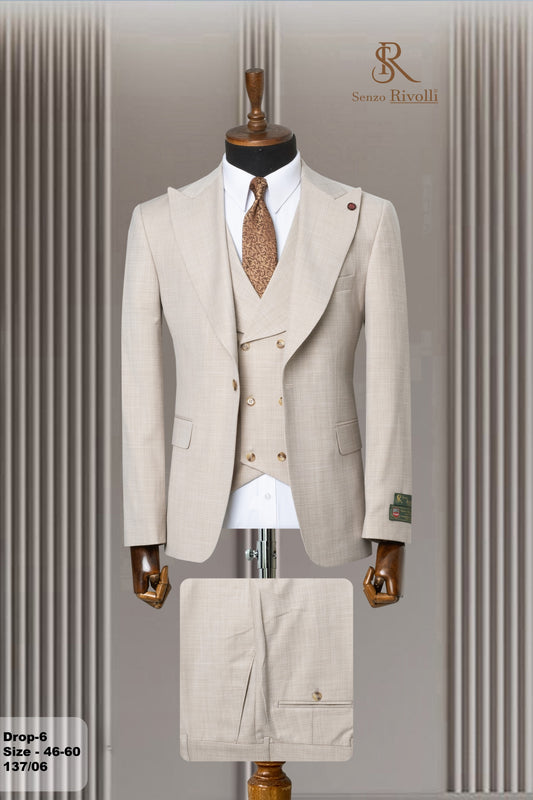 Classic Plain Three-Piece Suit with Timeless Elegance