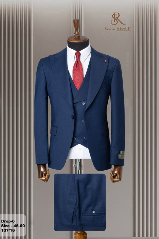 Classic Plain Three-Piece Suit with Timeless Elegance