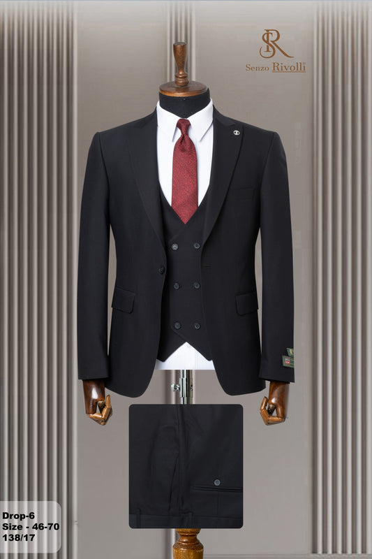 Classic Plain Three-Piece Suit with Timeless Elegance