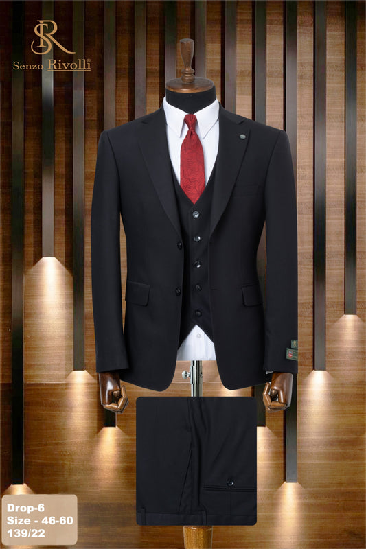 Classic Plain Three-Piece Suit with Timeless Elegance