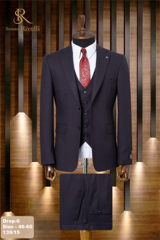 Classic Plain Three-Piece Suit with Timeless Elegance