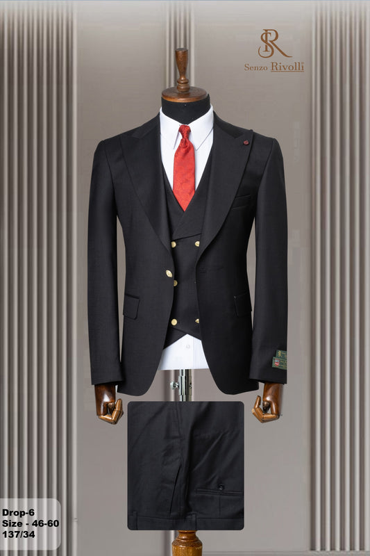 Classic Plain Three-Piece Suit with Timeless Elegance