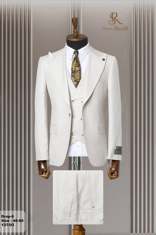 Classic Plain Three-Piece Suit with Timeless Elegance