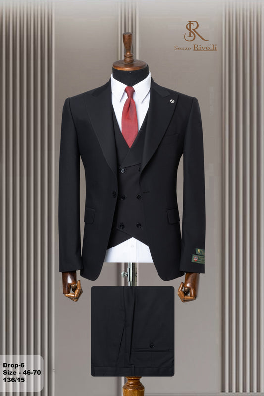 Classic Plain Three-Piece Suit with Timeless Elegance