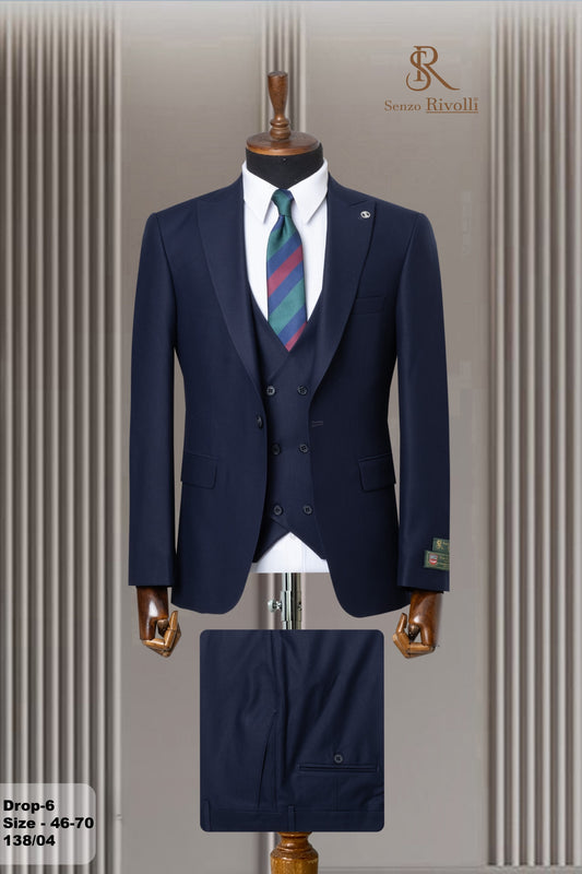 Classic Plain Three-Piece Suit with Timeless Elegance