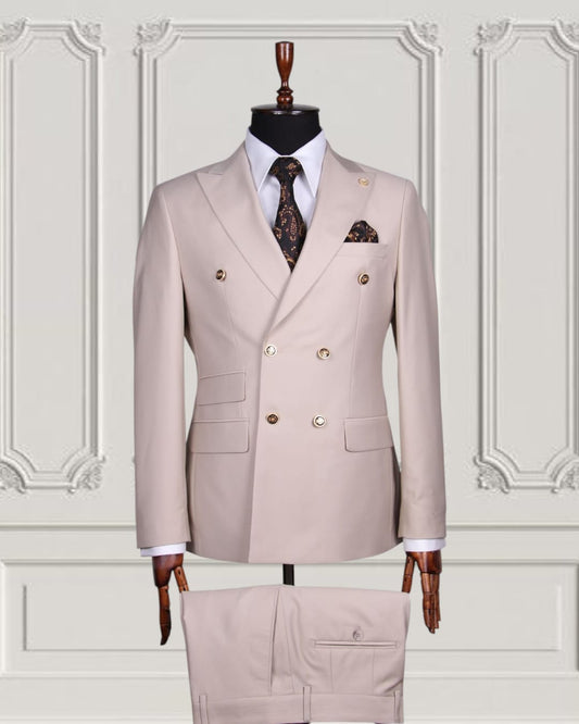 Classic Plain Double Breasted Suit with Timeless Elegance