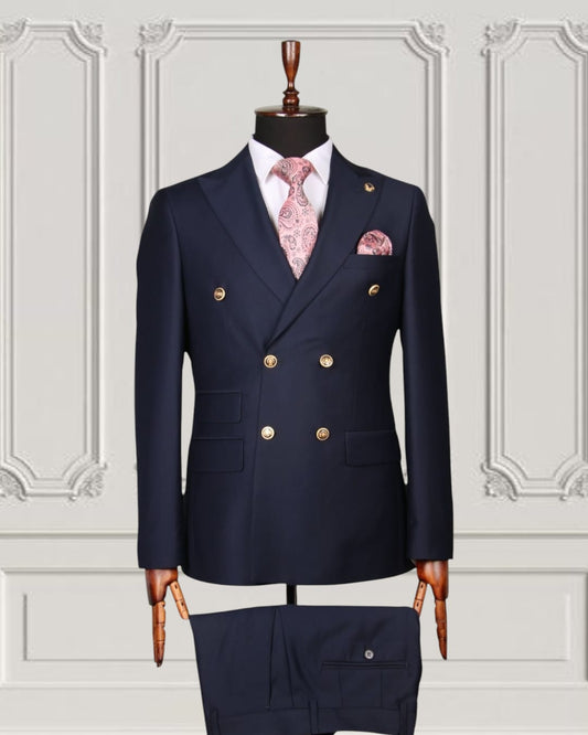 Classic Plain Double Breasted Suit with Timeless Elegance