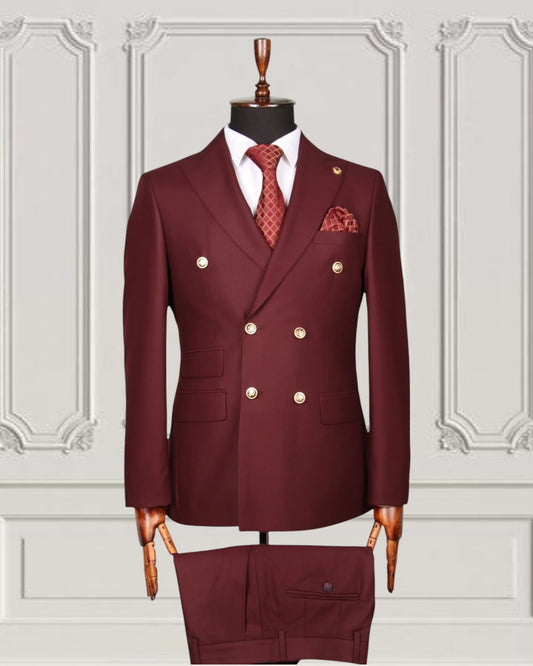Classic Plain Double Breasted Suit with Timeless Elegance