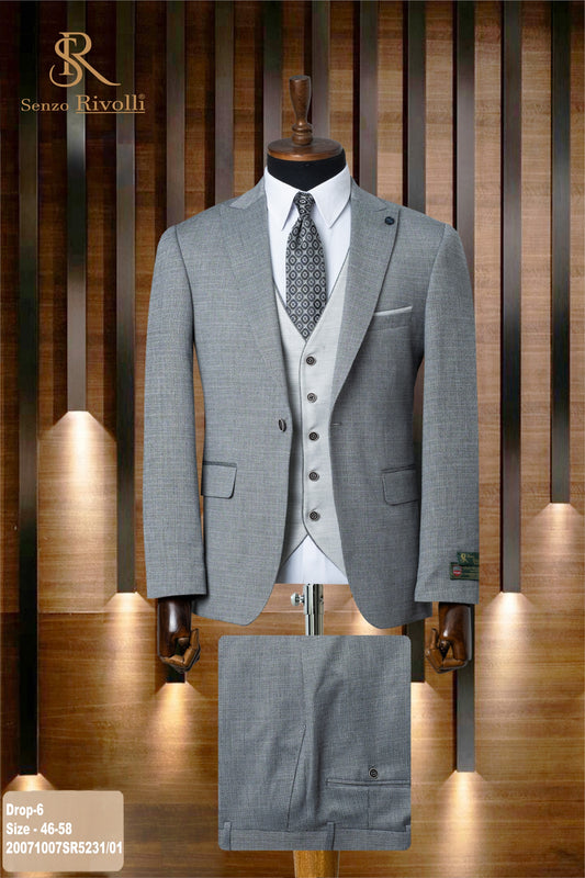 Classic Plain Three-Piece Suit with Timeless Elegance