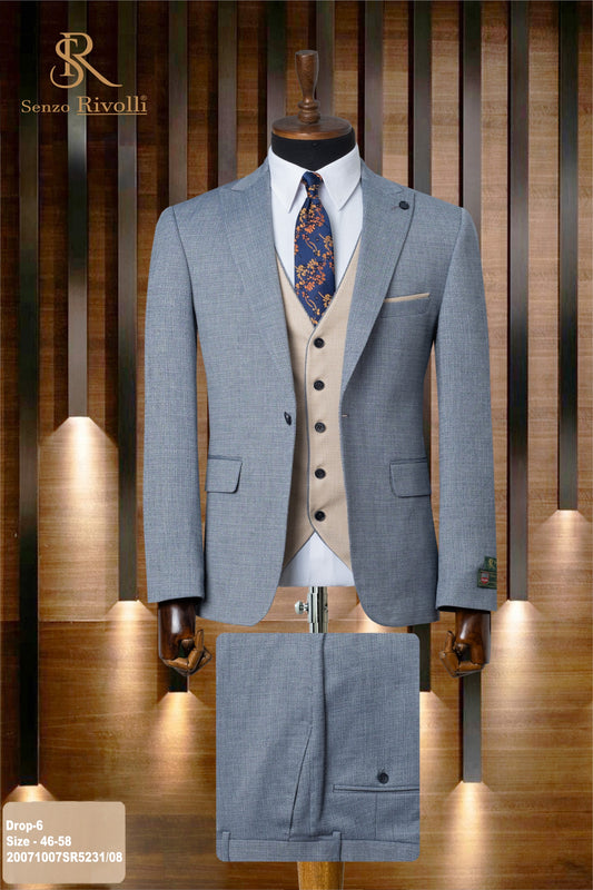 Classic Plain Three-Piece Suit with Timeless Elegance