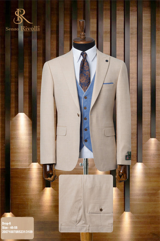 Classic Plain Three-Piece Suit with Timeless Elegance