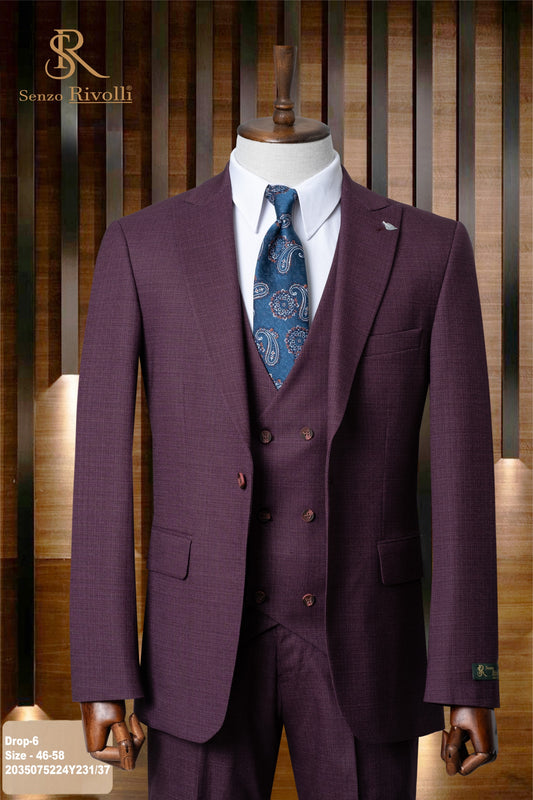 Classic Plain Three-Piece Suit with Timeless Elegance