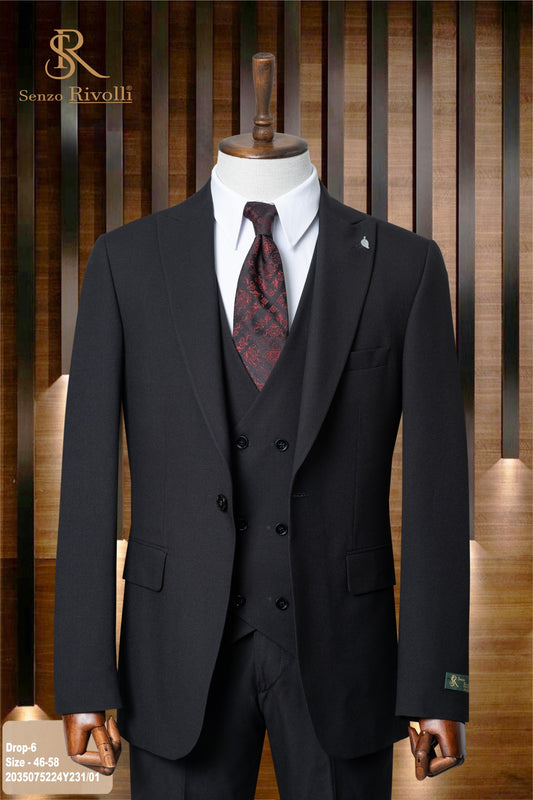 Classic Plain Three-Piece Suit with Timeless Elegance