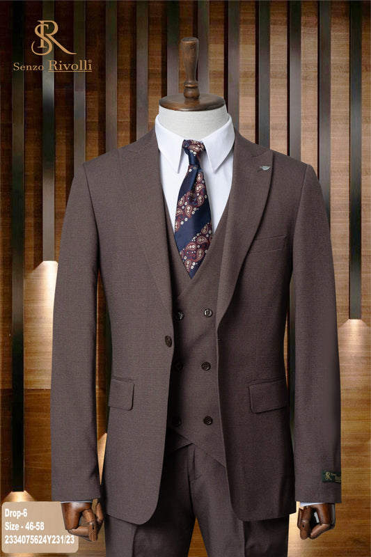 Classic Plain Three-Piece Suit with Timeless Elegance