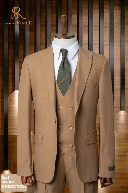 Classic Plain Three-Piece Suit with Timeless Elegance