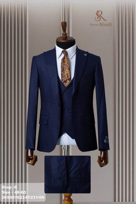 Classic Plain Three-Piece Suit with Timeless Elegance
