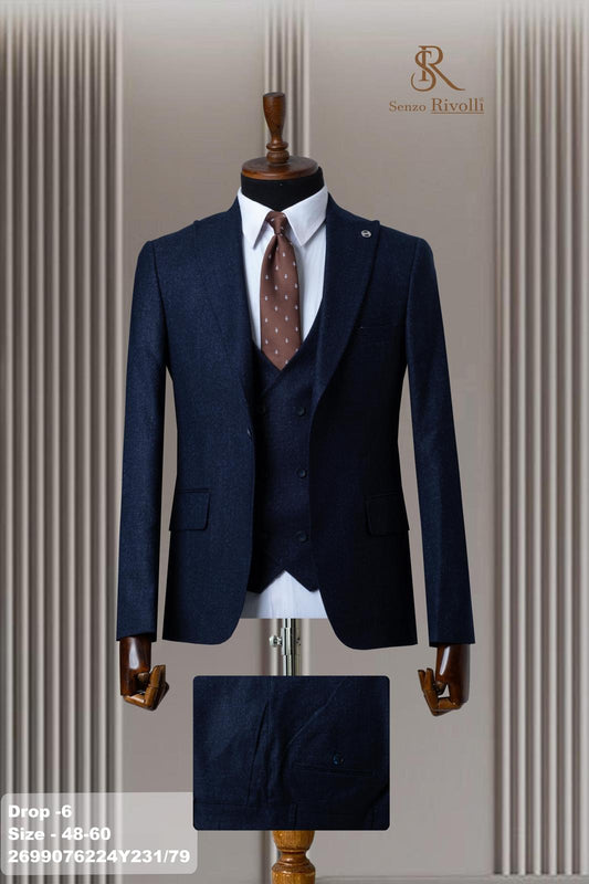 Classic Plain Three-Piece Suit with Timeless Elegance