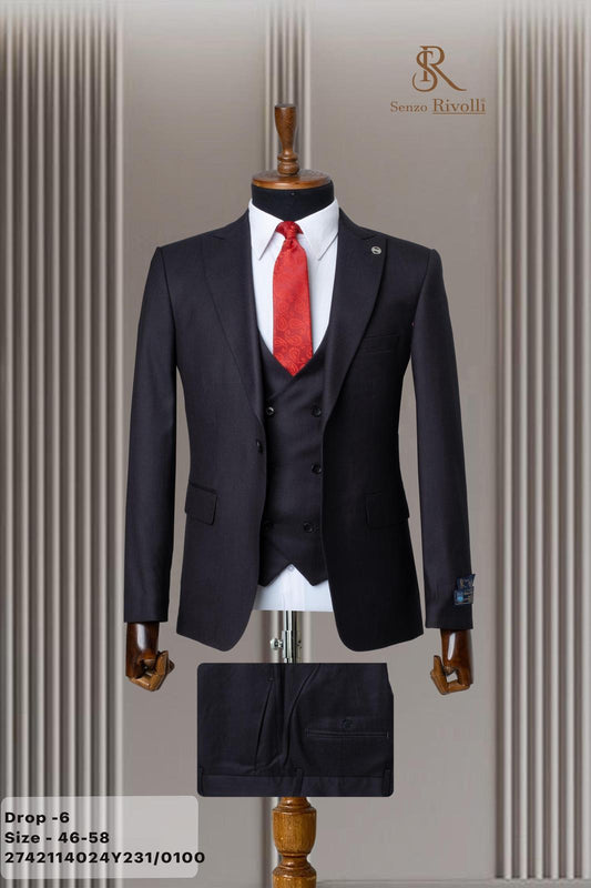 Classic Plain Three-Piece Suit with Timeless Elegance
