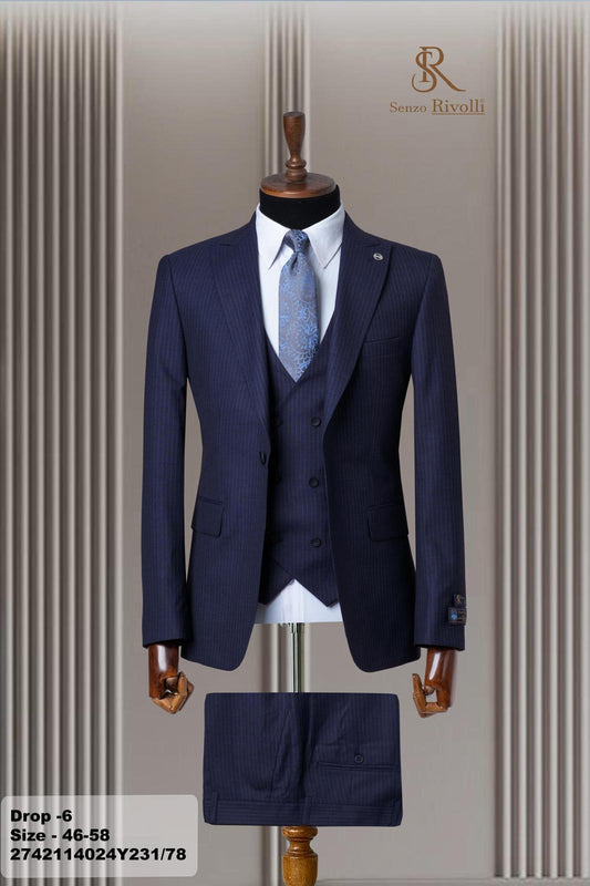 Classic Plain Three-Piece Suit with Timeless Elegance