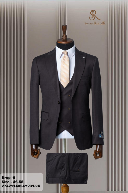 Classic Plain Three-Piece Suit with Timeless Elegance