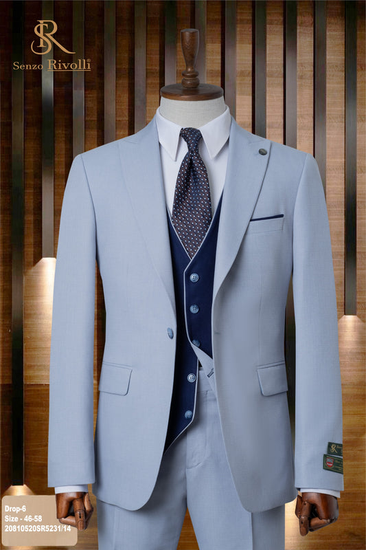 Classic Plain Three-Piece Suit with Timeless Elegance