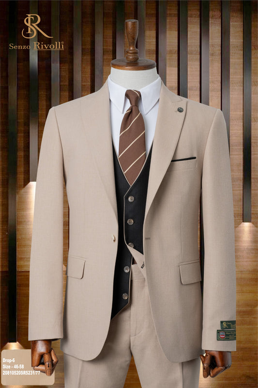 Classic Plain Three-Piece Suit with Timeless Elegance