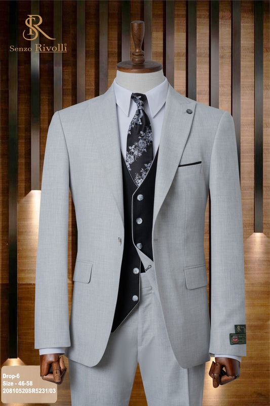 Classic Plain Three-Piece Suit with Timeless Elegance