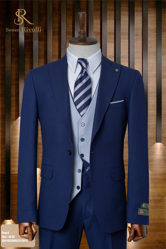 Classic Plain Three-Piece Suit with Timeless Elegance