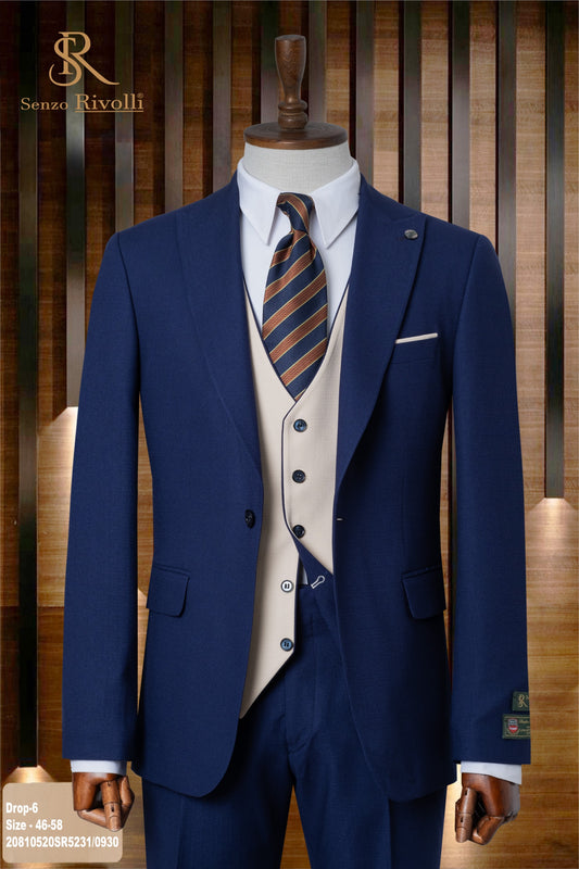 Classic Plain Three-Piece Suit with Timeless Elegance